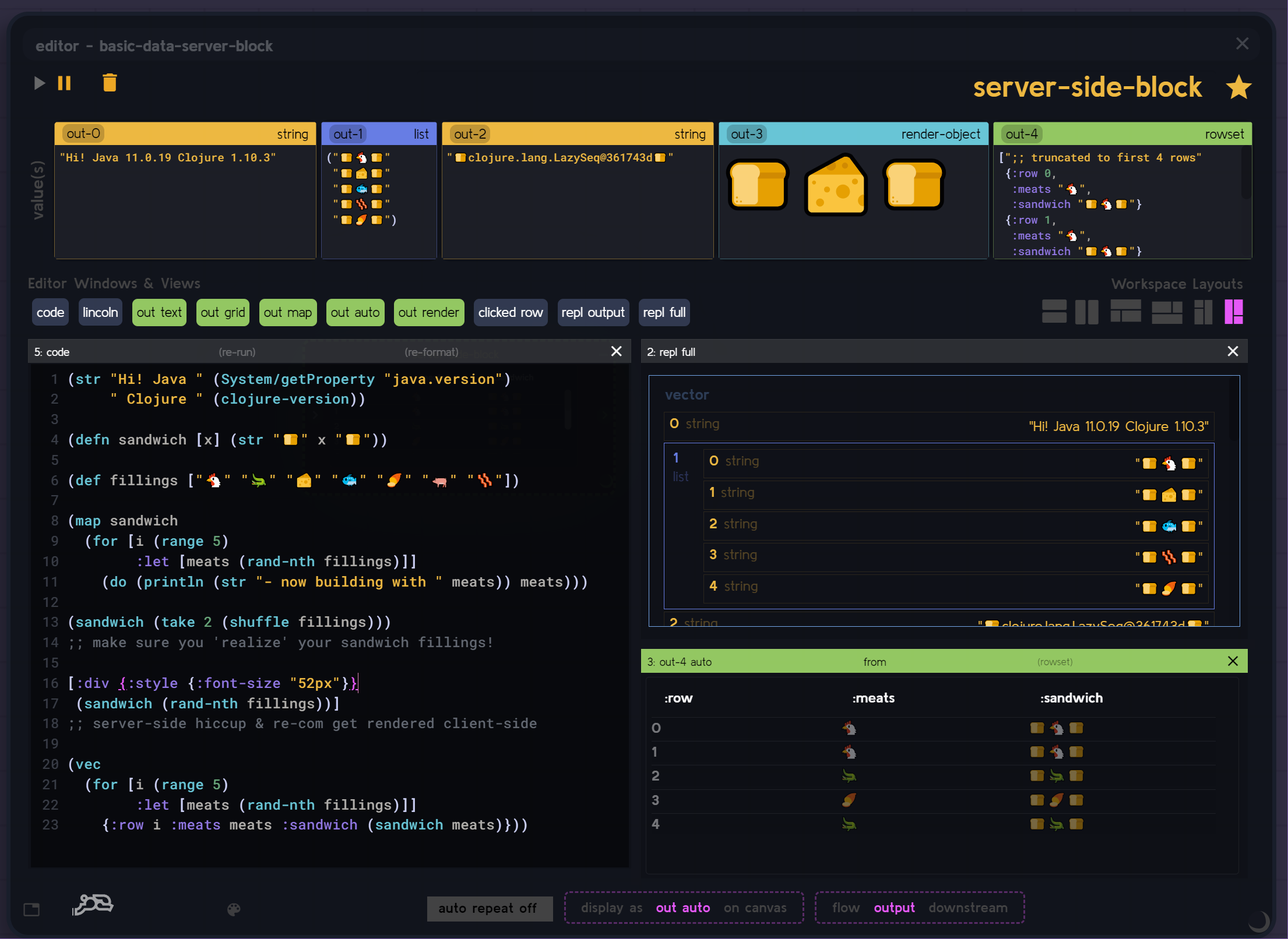 Using Data Rabbit as a 'data rich' Clojure REPL Client